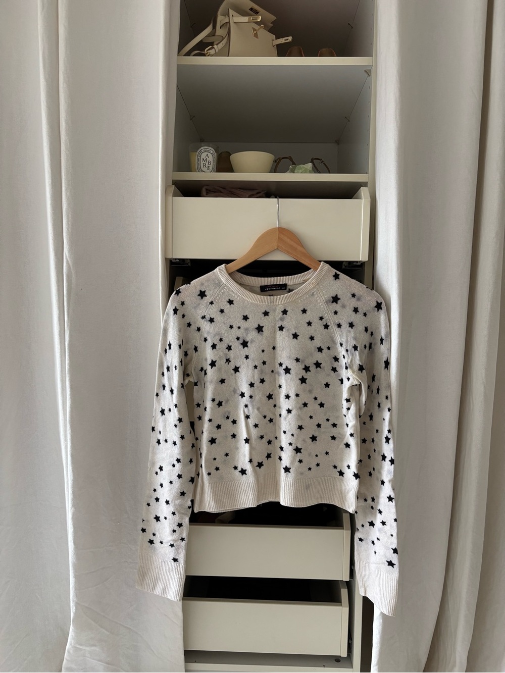 Equipment White Crewneck Sweater with Black Star Print
